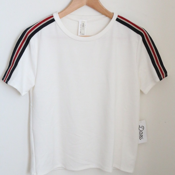 Crew Neck Sporty Stripe T-Shirt - Picture 1 of 4